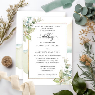 Watercolor and Greenery Eucalyptus Elegant Wedding Invitation