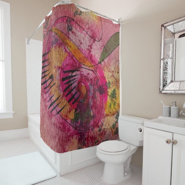 Watercolor And Ink Abstract Beautiful Painting Art Shower Curtain (In Situ)