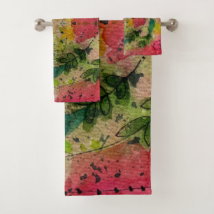 Watercolor And Ink Abstract Impressionism Art Bath Towel Set