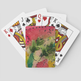 Watercolor And Ink Abstract Impressionism Art Playing Cards