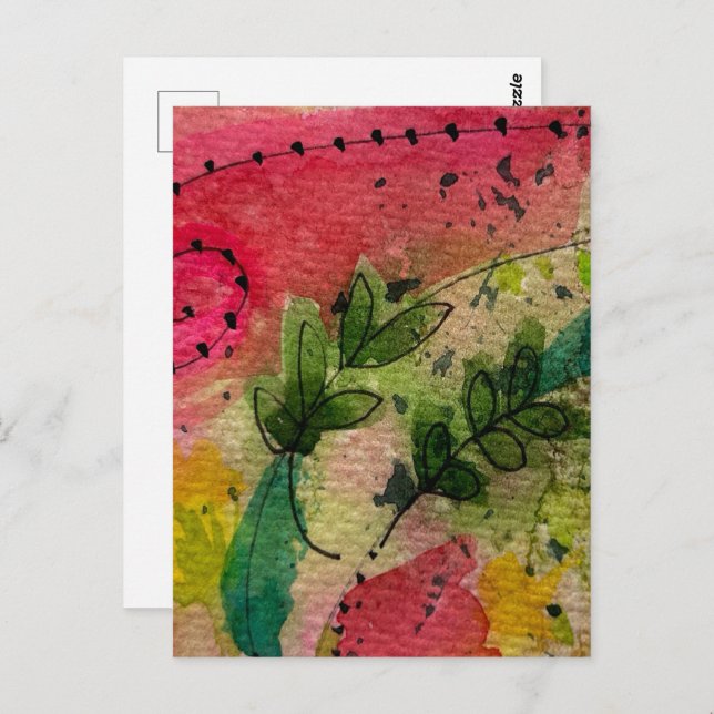 Watercolor And Ink Abstract Impressionism Art Postcard (Front/Back)