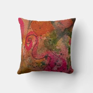 Watercolor And Ink Abstract Pretty Painting Art Cushion