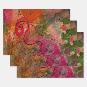 Watercolor And Ink Abstract Pretty Painting Art Wrapping Paper Sheet