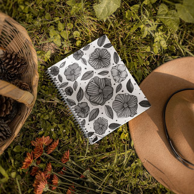 Watercolor and ink flowers – black and white notebook (Creator Uploaded)