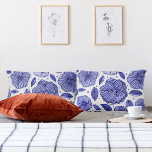 Watercolor and ink flowers – blue palette pillowcase