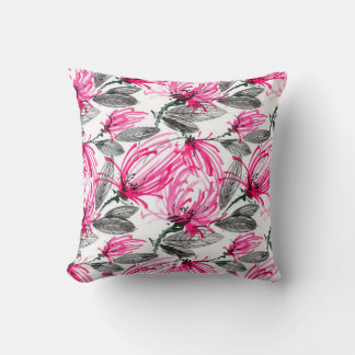 Watercolor and ink illustration of red flower with cushion