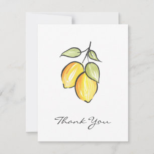 Watercolor and Ink Lemons Thank You Card