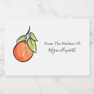  Watercolor and Ink Orange  Food Label