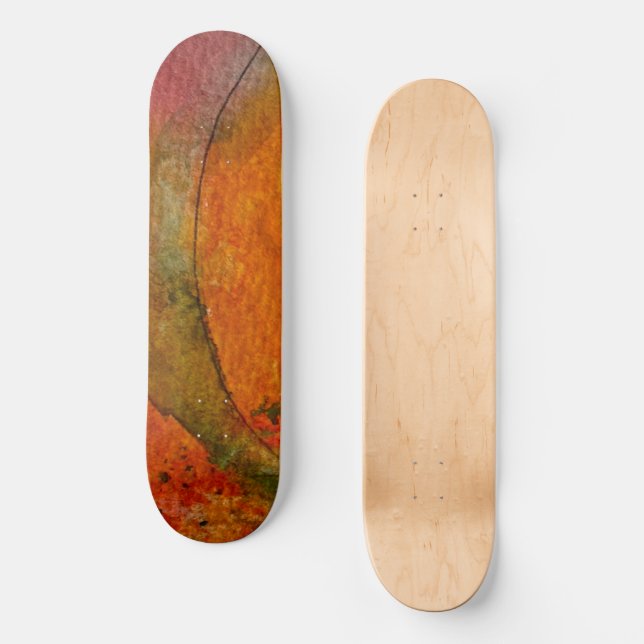 Watercolor And Ink Pretty Pattern Art Abstract Skateboard (Front)