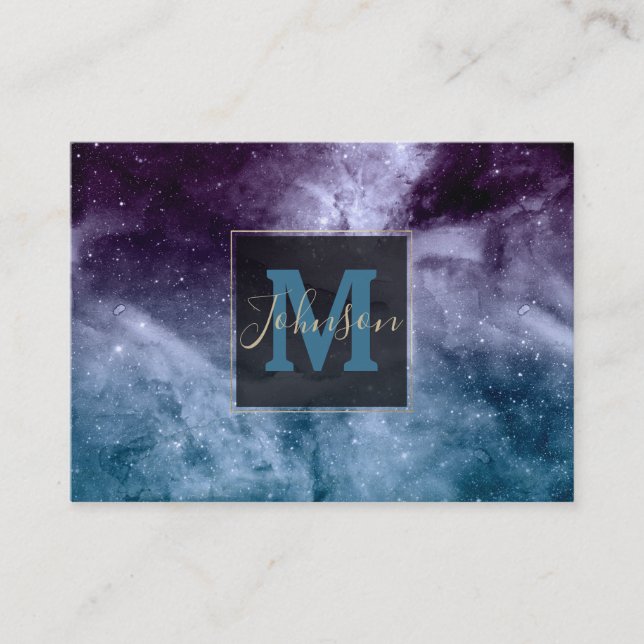 Watercolor and nebula abstract design business card (Front)