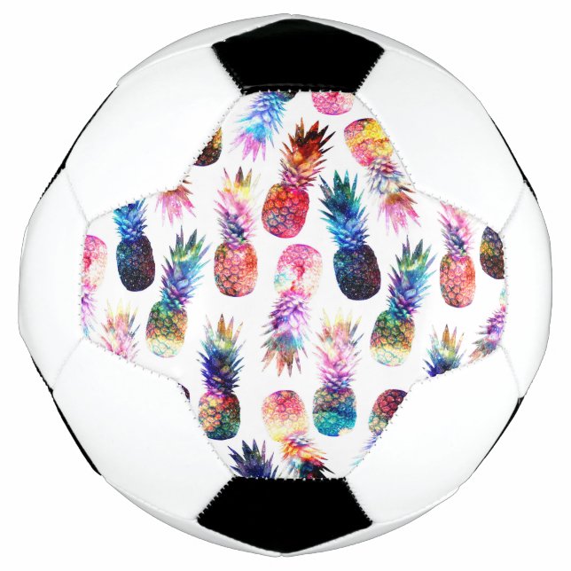 Watercolor and Nebula Pineapples Illustration Soccer Ball (Front)