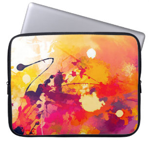 Watercolor and Paint Splatter Laptop Sleeve
