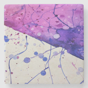 Watercolor and Paint Splatter Stone Coaster