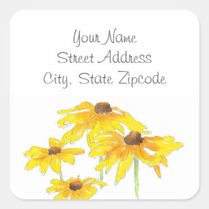 'Watercolor and Pen Black Eyed Susan' Labels