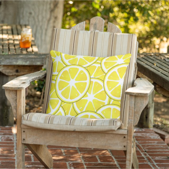 Watercolor and Pen Lemon Slices  Cushion (Chair)
