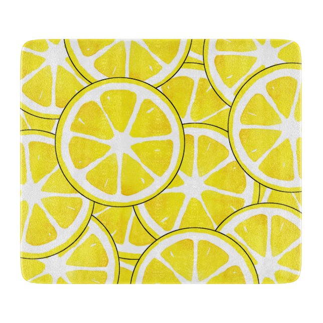 Watercolor and Pen Lemon Slices   Cutting Board (Front)