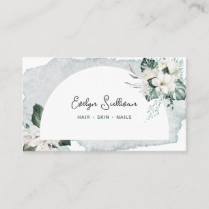 Watercolor and white flowers business card