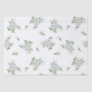 Watercolor anemone and spruce pattern  tissue pape paper