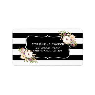 Watercolor Anemone Blooms Address Labe Label