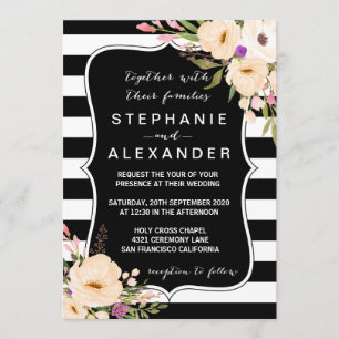 Watercolor Anemone Blooms Wedding Invitation