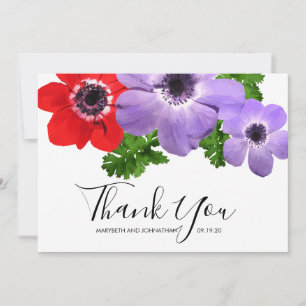 Watercolor Anemone Floral Thank You Card