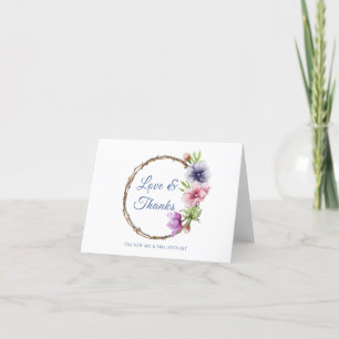Watercolor Anemone Flower Wedding Thank You Card