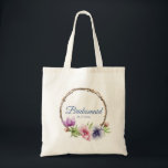 Watercolor Anemone Flower Wedding Tote Bag<br><div class="desc">These wedding tote bags feature an elegant blue script on a white background surrounded by gorgeous Anemone flowers in pink,  lavender,  blue,  purple and violet with green leaves. The text can be personalised by editing the text boxes. Designed for you by ©2023 Evco Studio at www.zazzle.com/store/evcostudio</div>