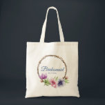 Watercolor Anemone Flower Wedding Tote Bag<br><div class="desc">These wedding tote bags feature an elegant blue script on a white background surrounded by gorgeous Anemone flowers in pink,  lavender,  blue,  purple and violet with green leaves. The text can be personalised by editing the text boxes. Designed for you by ©2023 Evco Studio at www.zazzle.com/store/evcostudio</div>