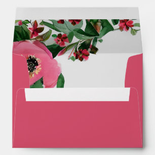 Watercolor Anemone Pink Wedding Envelope