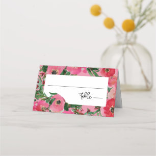Watercolor Anemone Pink Wedding Place Card