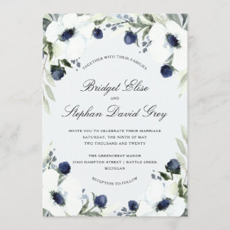 Watercolor Anemone Wedding Invitation Design