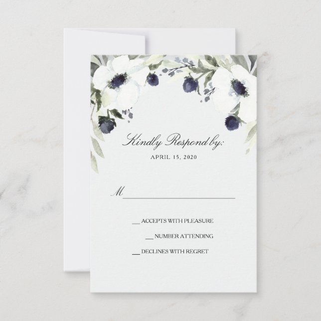 Watercolor Anemone Wedding Response Card (Front)
