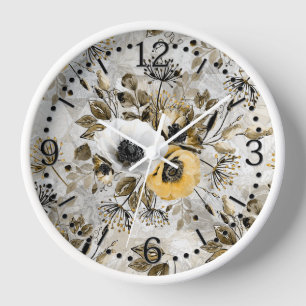 Watercolor anemones. Acrylic Wall Clock