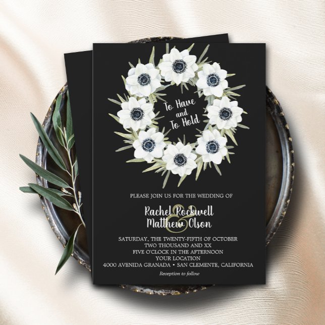 Watercolor Anemones Wreath Wedding Invitation (Creator Uploaded)