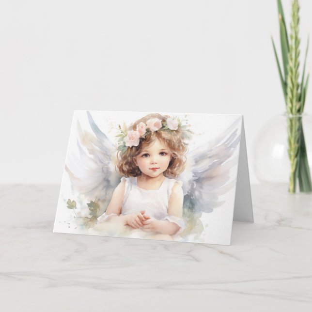 Watercolor Angel Girl for Religious Event Card (Front)