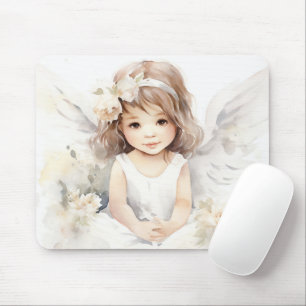 Watercolor Angel Girl  Mouse Pad