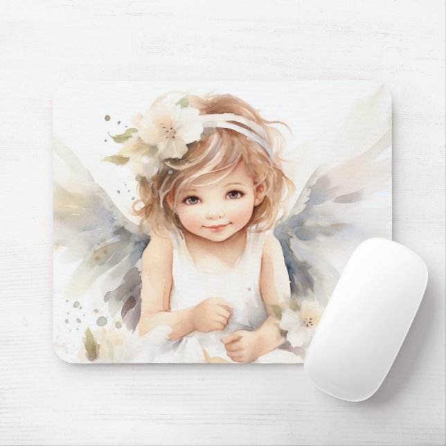 Watercolor Angel Girl  Mouse Pad (With Mouse)