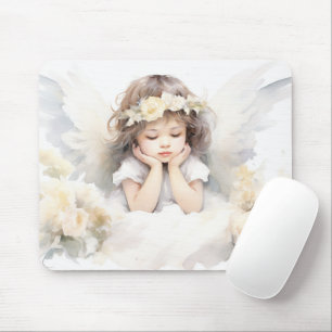 Watercolor Angel Girl  Mouse Pad