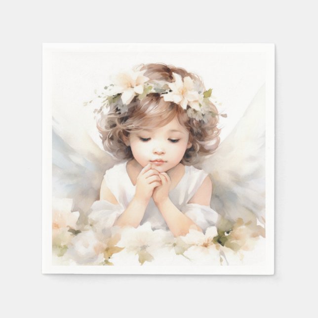 Watercolor Angel Girl  Napkin (Front)