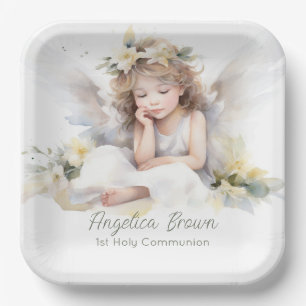 Watercolor Angel Girl Paper Plate