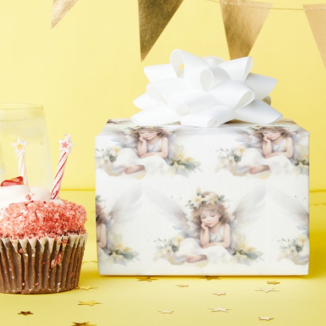 Watercolor Angel Girl Wrapping Paper (Birthday Party)
