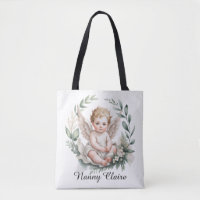 Watercolor Angel Wings Baptism Green Godparents