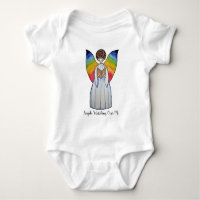 Watercolor Angel With Rainbow Wings Reading A Book