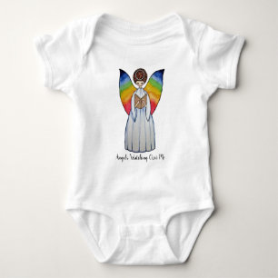 Watercolor Angel With Rainbow Wings Reading A Book Baby Bodysuit