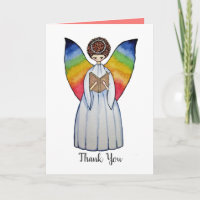 Watercolor Angel With Rainbow Wings Reading A Book