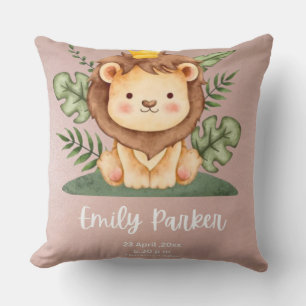 Watercolor animal cute safari lion cushion