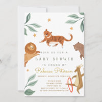 Watercolor animal greenery Baby Shower invitation