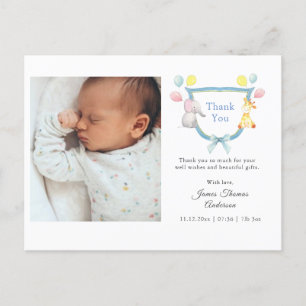 Watercolor Animals Baby birth announcement Postcard