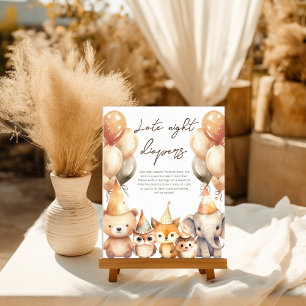 Watercolor Animals baby shower Late night diapers  Poster