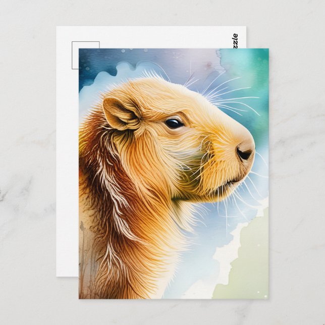 Watercolor Animals, Capybara, Postcrossing  Postcard (Front/Back)